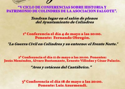 V CICLO DE CONFERENCIAS SOBRE HISTORIA Y PATRIMONIO DE COLINDRES DE LA ASOCIACIÓN FALGOTE