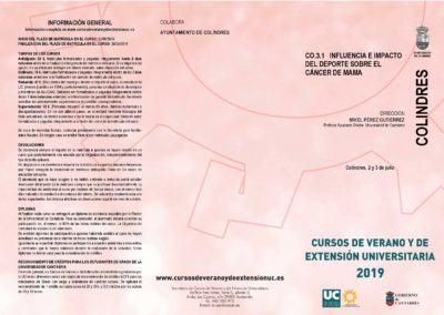 CO.3.1 INFLUENCIA E IMPACTO DEL DEPORTE SOBRE EL CÁNCER DE MAMA – CURSO DE LA UNIVERSIDAD DE CANTABRIA