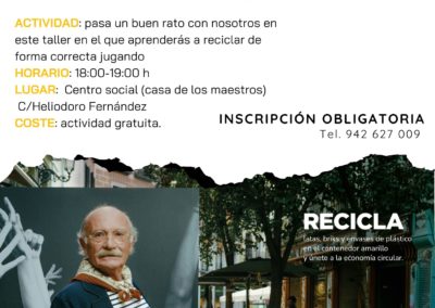 COLINDRES CELEBRA UN TALLER DE RECICLAJE Y ECONOMÍA CIRCULAR PARA MAYORES